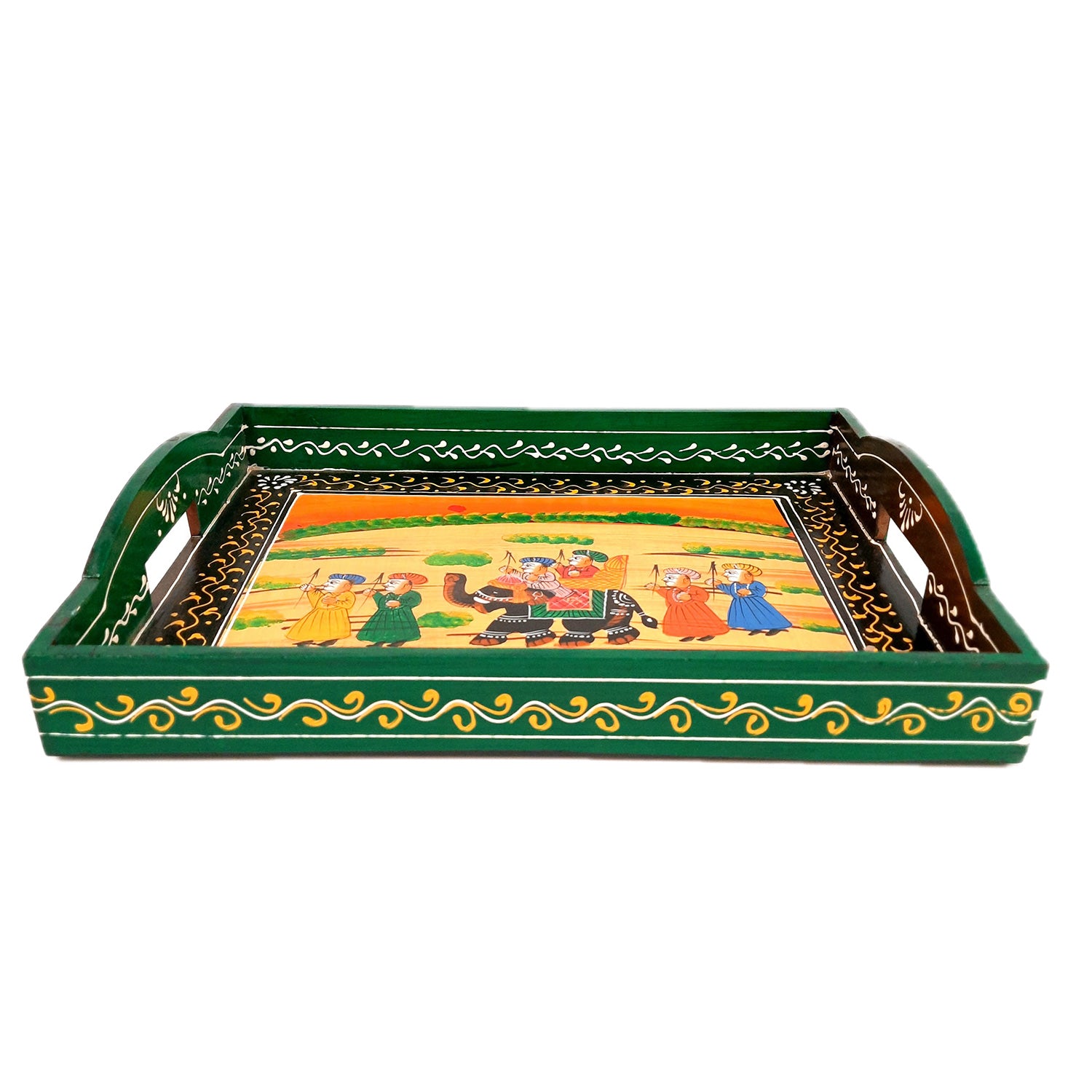 Tray Wooden | Tea & Snacks Serving Platter | Decorative Handcrafted Trays - for Home, Dining Table, Kitchen Decor | Wedding & Housewarming Gift (Pack of 3) - apkamart