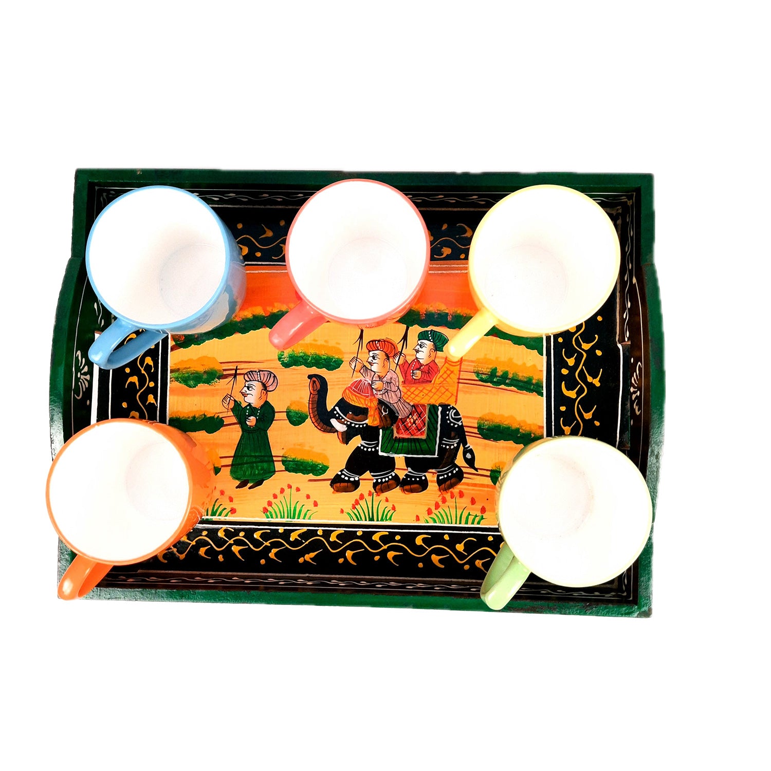 Tray Wooden | Tea & Snacks Serving Platter | Decorative Handcrafted Trays - for Home, Dining Table, Kitchen Decor | Wedding & Housewarming Gift (Pack of 3) - apkamart