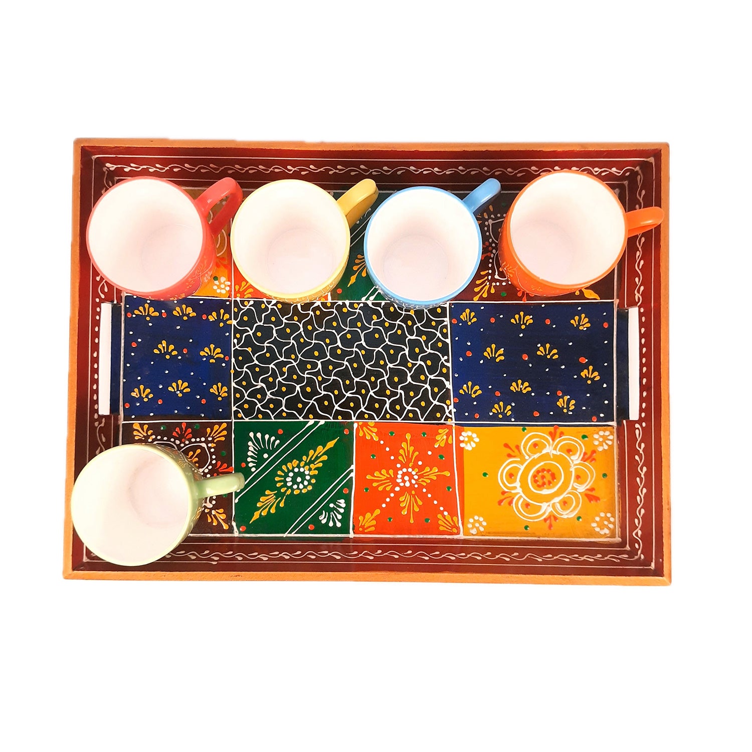 Wooden Tray Set | Serving Trays & Platters for Tea, Coffee & Snacks | Multipurpose Decorative Trays - for Home, Dining Table Organization, Kitchen & Gifts (Pack of 3) - Apkamart