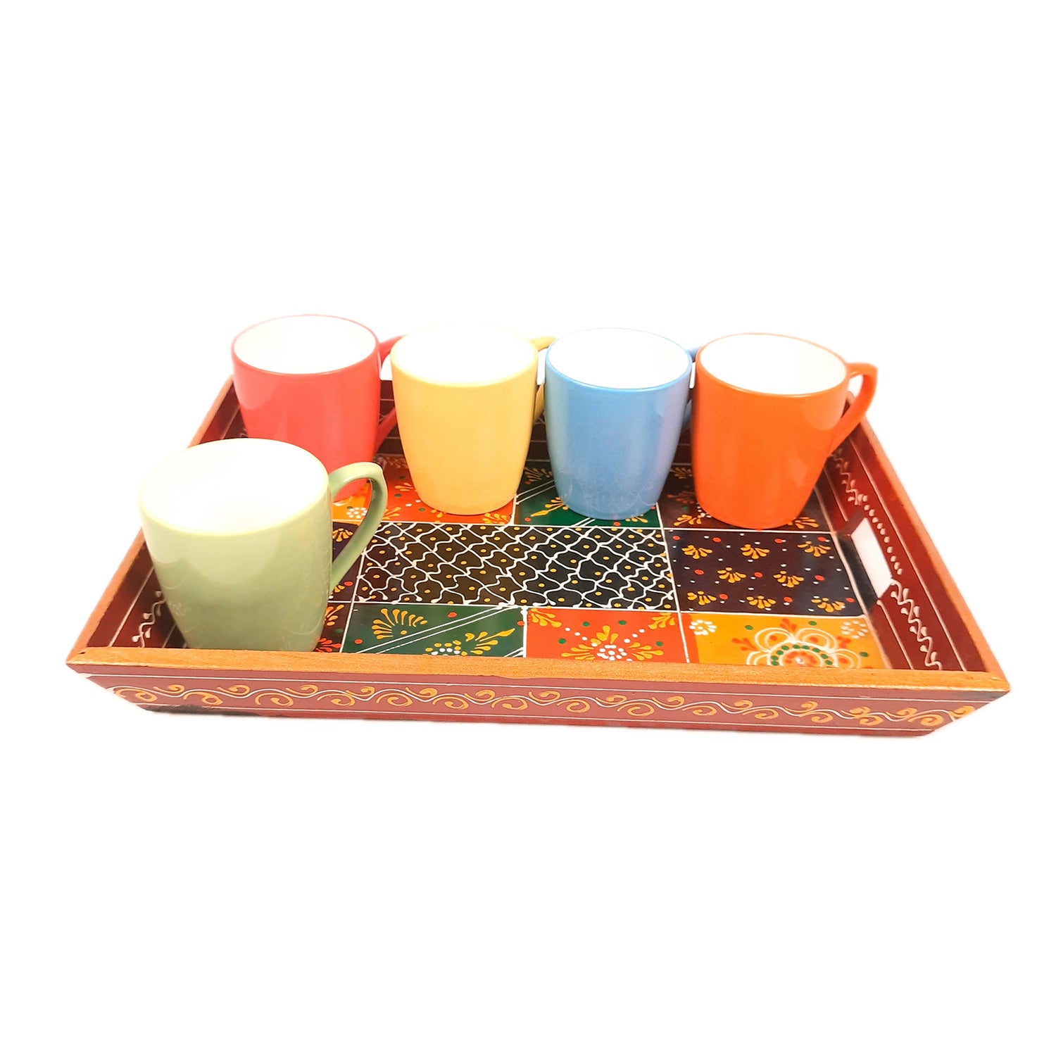 Wooden Tray Set | Serving Trays & Platters for Tea, Coffee & Snacks | Multipurpose Decorative Trays - for Home, Dining Table Organization, Kitchen & Gifts (Pack of 3) - Apkamart