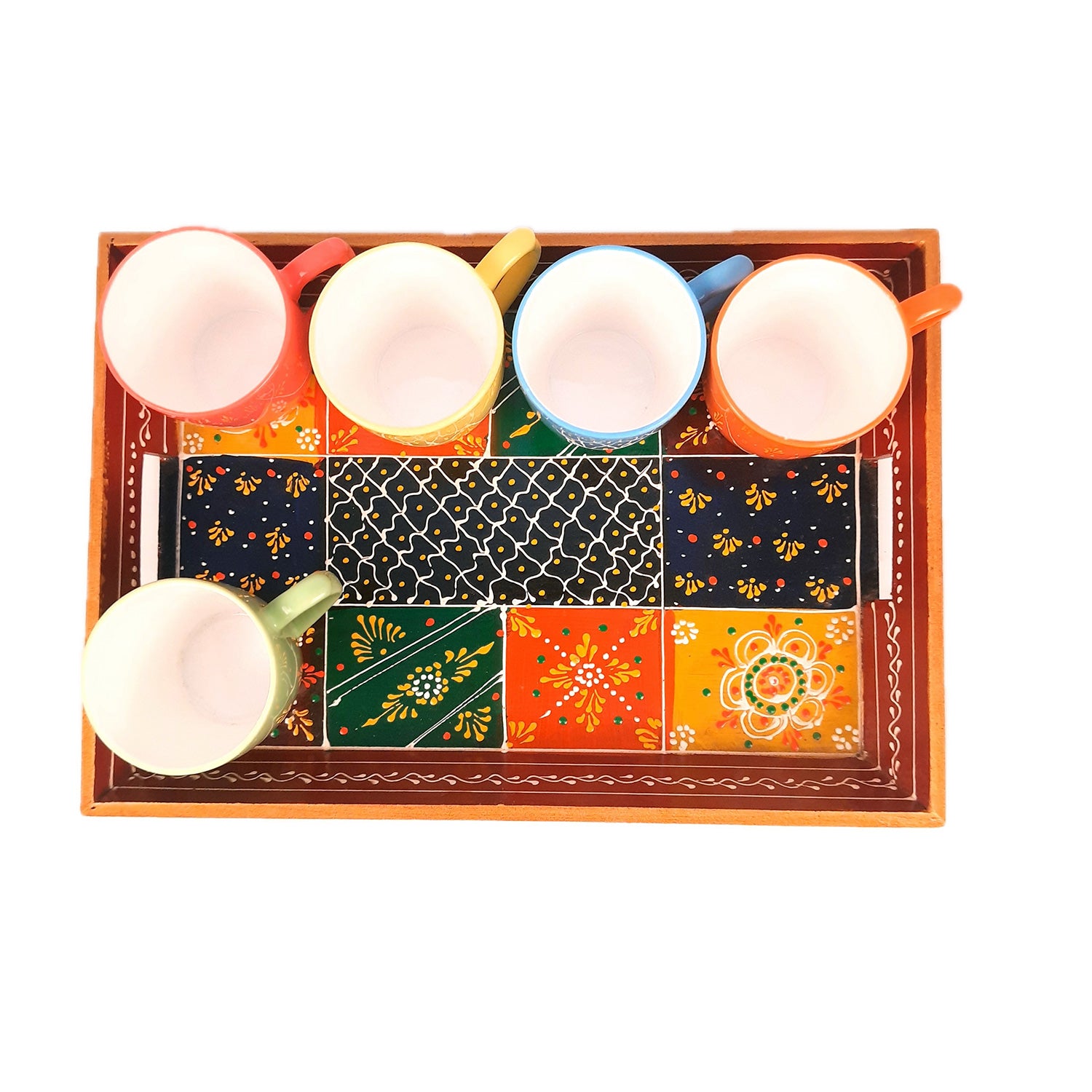 Wooden Tray Set | Serving Trays & Platters for Tea, Coffee & Snacks | Multipurpose Decorative Trays - for Home, Dining Table Organization, Kitchen & Gifts (Pack of 3) - Apkamart
