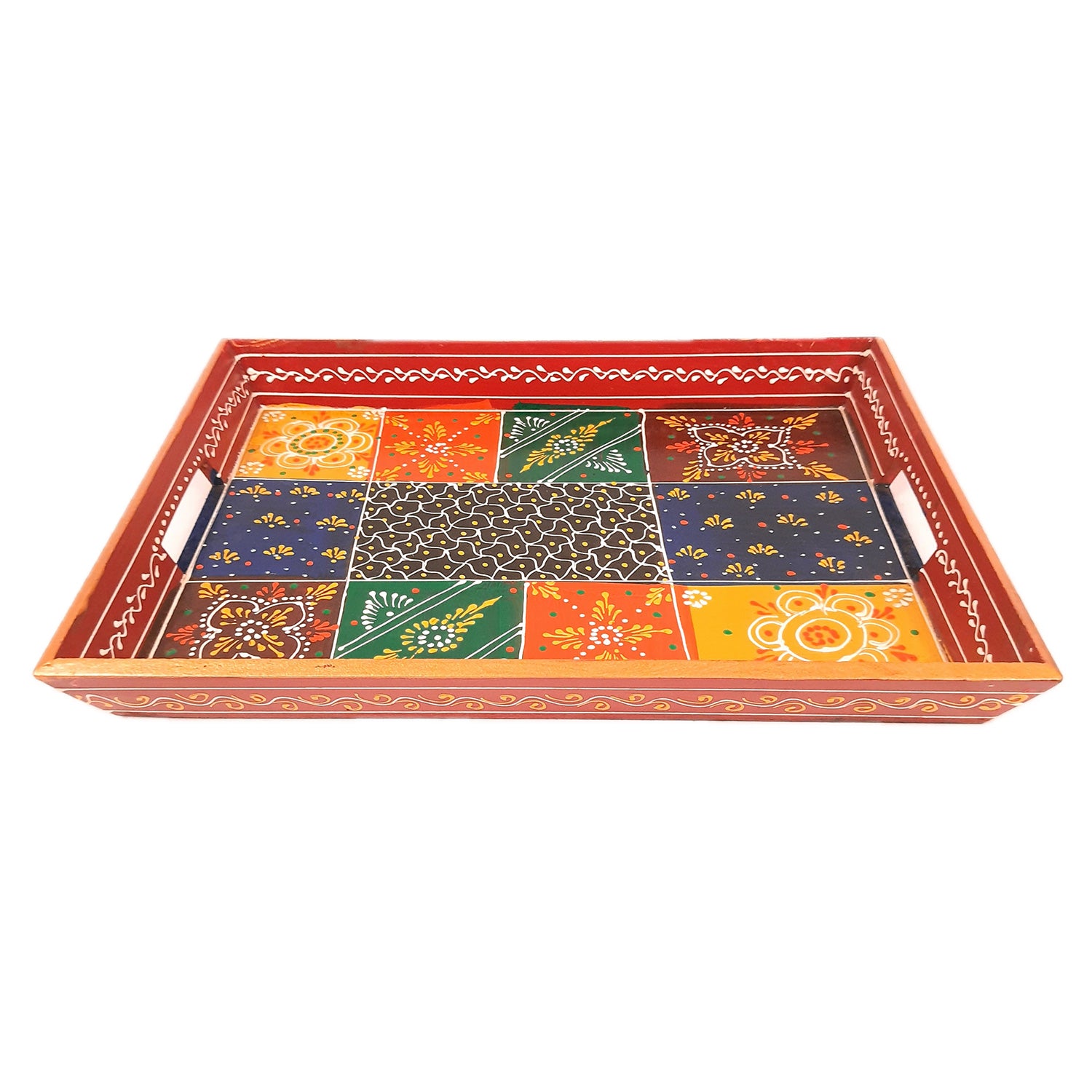 Wooden Tray Set | Serving Trays & Platters for Tea, Coffee & Snacks | Multipurpose Decorative Trays - for Home, Dining Table Organization, Kitchen & Gifts (Pack of 3) - Apkamart