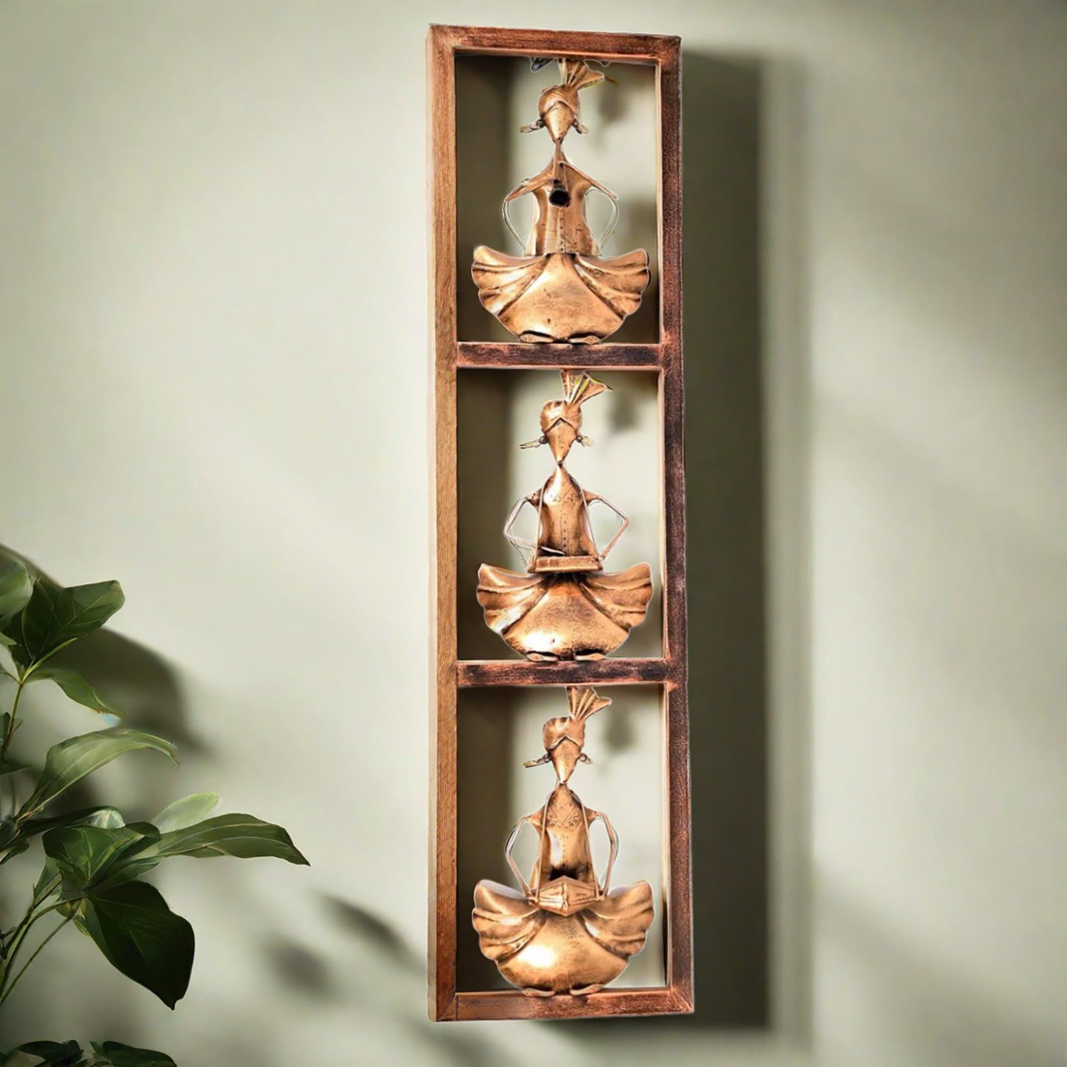 Decorative Musician in Frame Wall Hanging | Home Decor & Wall Decor | Playing Instrument (Golden, 15 Inch)-Apkamart