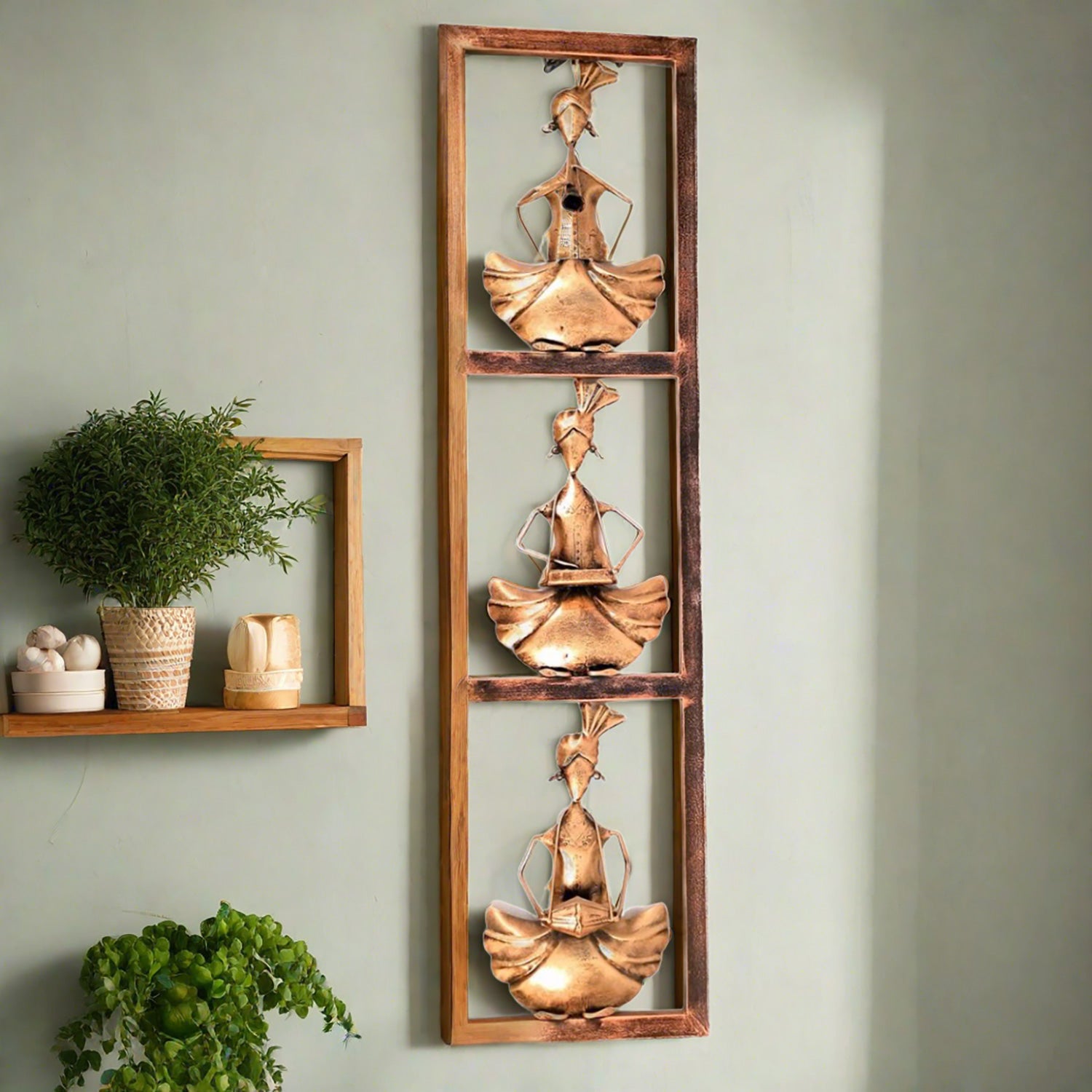 Decorative Musician in Frame Wall Hanging | Home Decor & Wall Decor | Playing Instrument (Golden, 15 Inch)-Apkamart