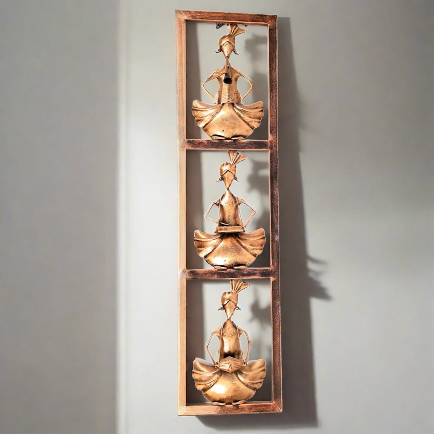 Decorative Musician in Frame Wall Hanging | Home Decor & Wall Decor | Playing Instrument (Golden, 15 Inch)-Apkamart