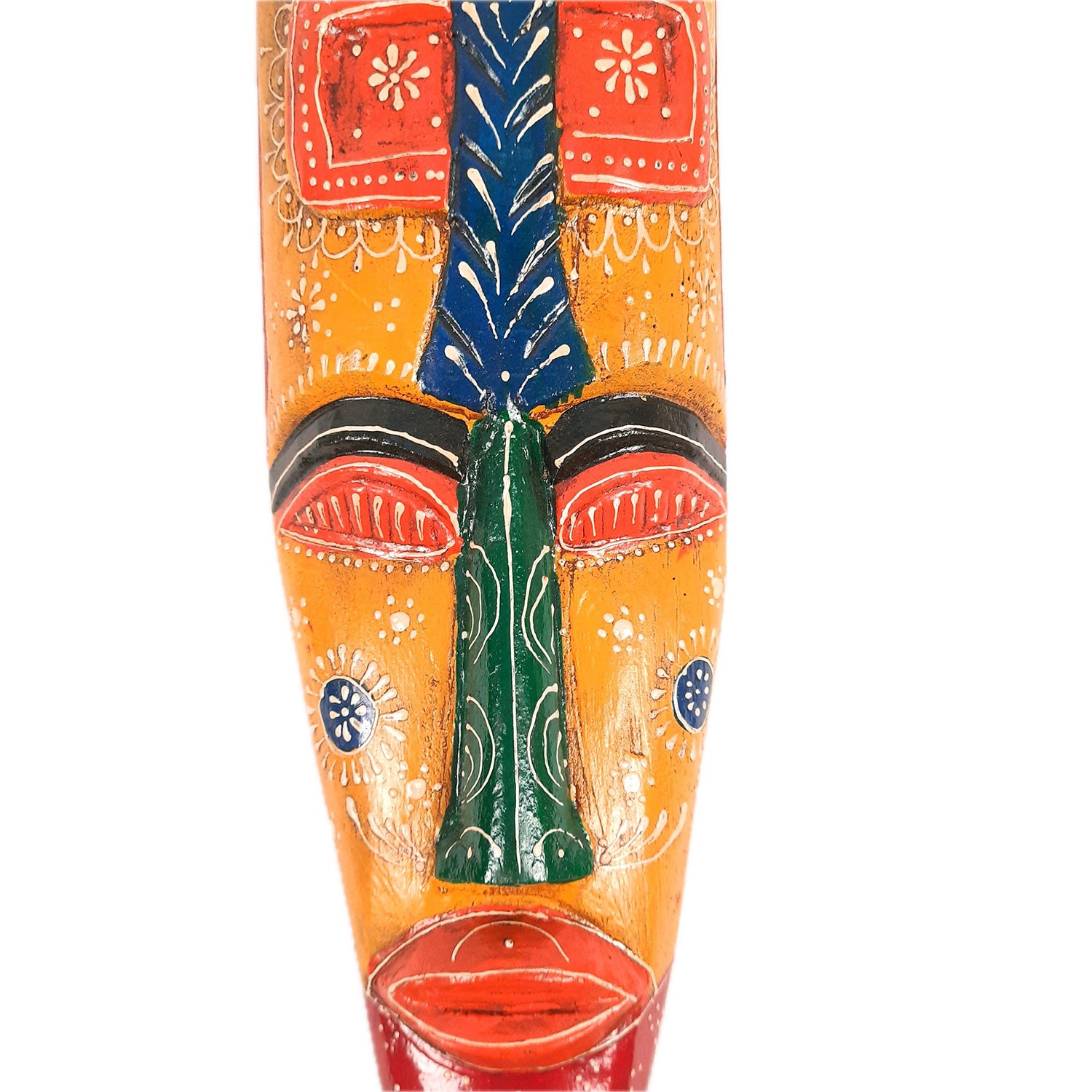 Wall Mask Wooden Hangings | Nazar Battu For Home Entrance | African Egyptian Masks Face Hanging Tall - For Living Room, House, Door, Hall-Way, Balcony Decoration - 18 Inch - Apkamart #style_Pack of 1