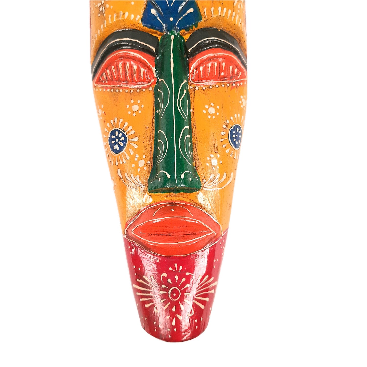 Wall Mask Wooden Hangings | Nazar Battu For Home Entrance | African Egyptian Masks Face Hanging Tall - For Living Room, House, Door, Hall-Way, Balcony Decoration - 18 Inch - Apkamart #style_Pack of 1