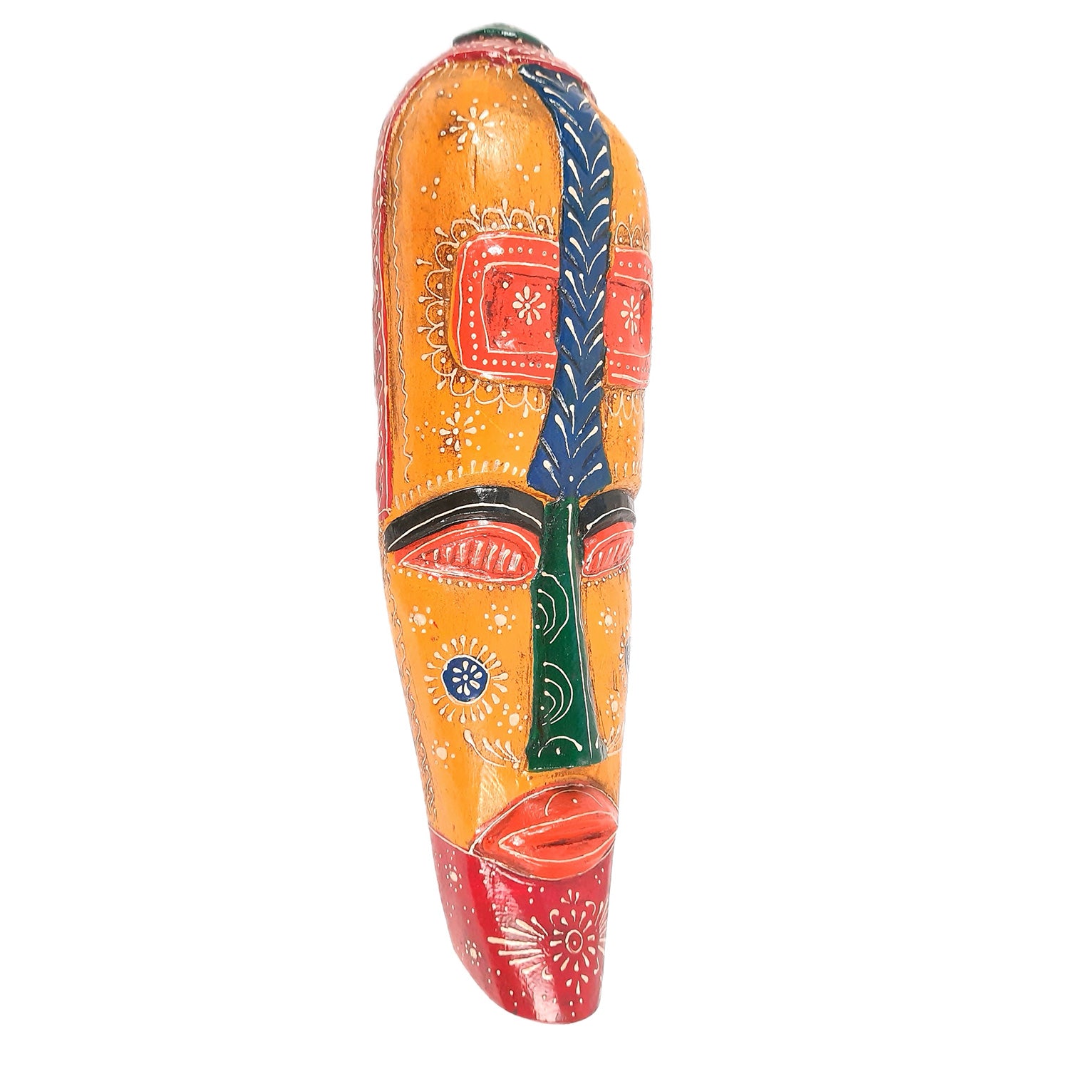 Wall Mask Wooden Hangings | Nazar Battu For Home Entrance | African Egyptian Masks Face Hanging Tall - For Living Room, House, Door, Hall-Way, Balcony Decoration - 18 Inch - Apkamart #style_Pack of 2