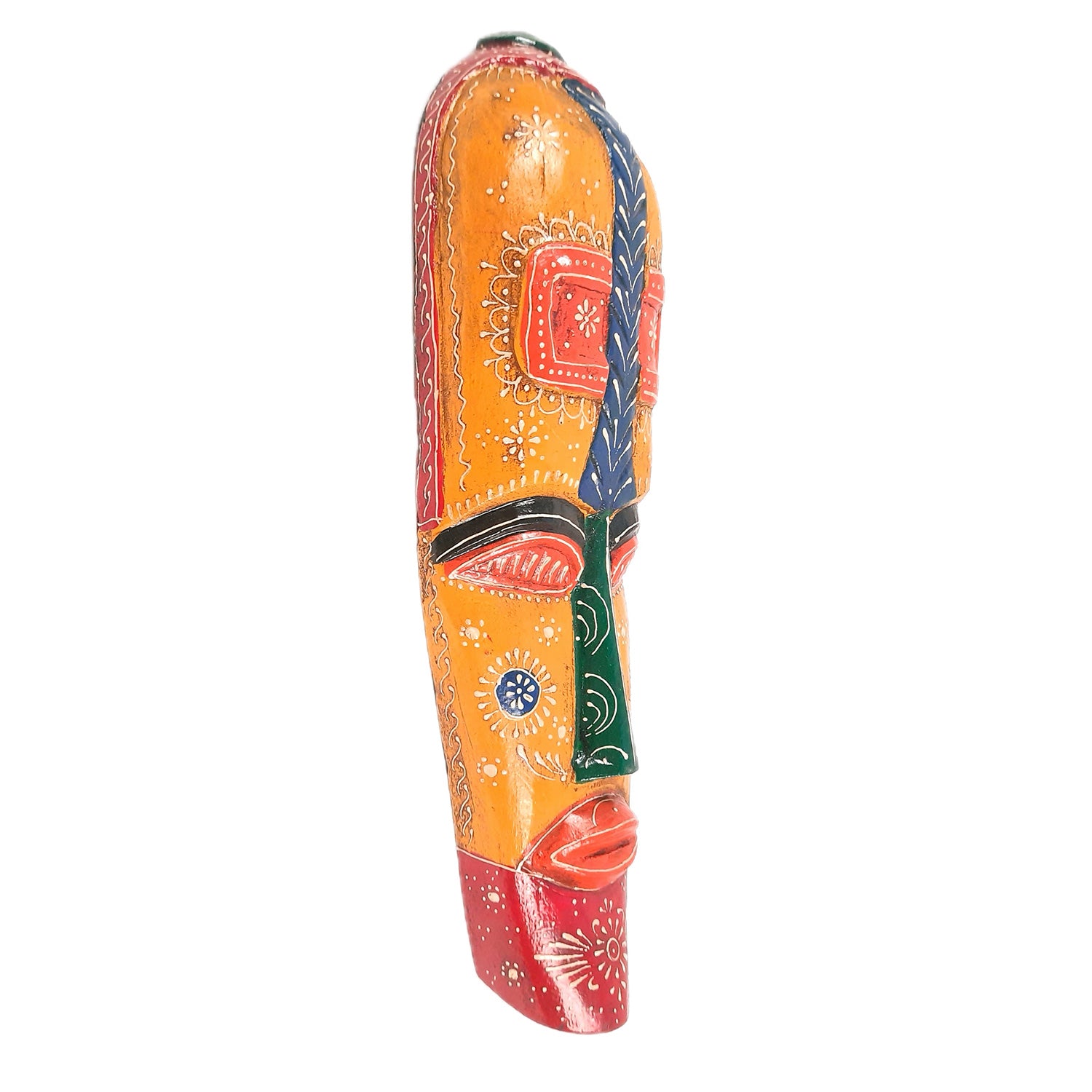 Wall Mask Wooden Hangings | Nazar Battu For Home Entrance | African Egyptian Masks Face Hanging Tall - For Living Room, House, Door, Hall-Way, Balcony Decoration - 18 Inch - Apkamart #style_Pack of 2