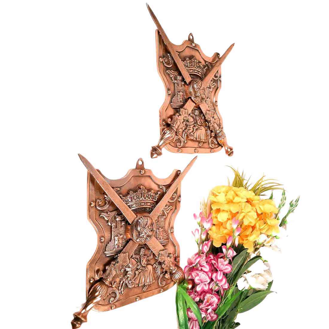 Dhal Talwar Wall Showpiece for Decor - 16 Inch - Apkamart #style_Pack of 2