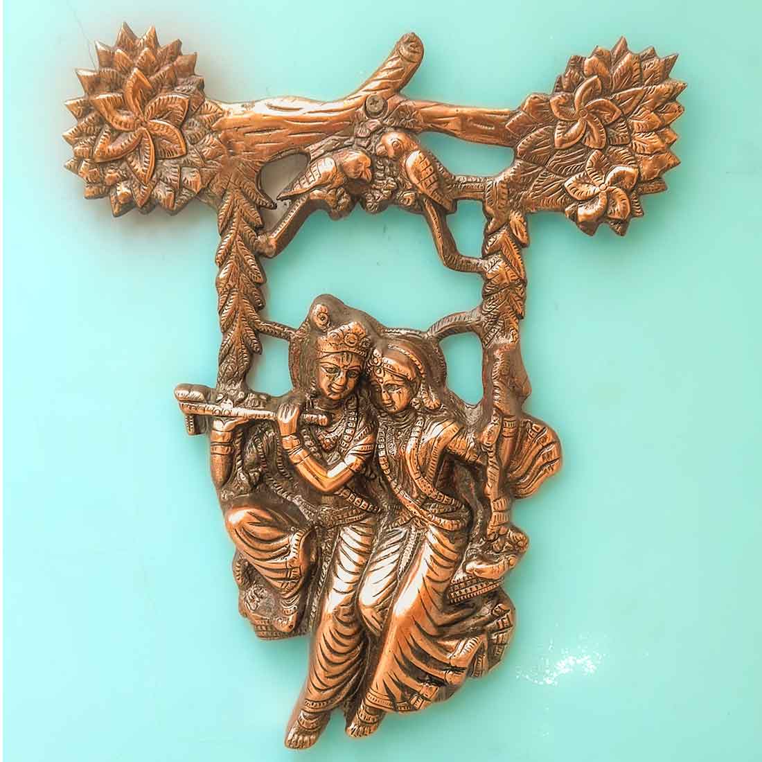 Radha Krishna Wall Hanging - Sitting on Jhula - For Wall Decor & Gifts - ApkaMart