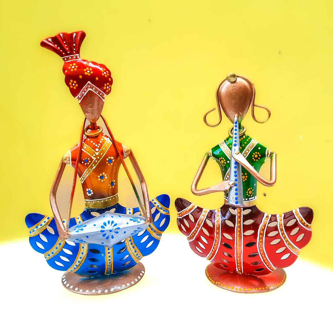 Candle Holder Stand | Tea Light Holder With One Slots Cum Showpiece | Tea Light Candle Stands - Musicians Design - For Home, Table, Living Room, Dining room, Bedroom Decor | For Diwali Decoration & Gifts - Set of 2 - Apkamart #Style_Design 2
