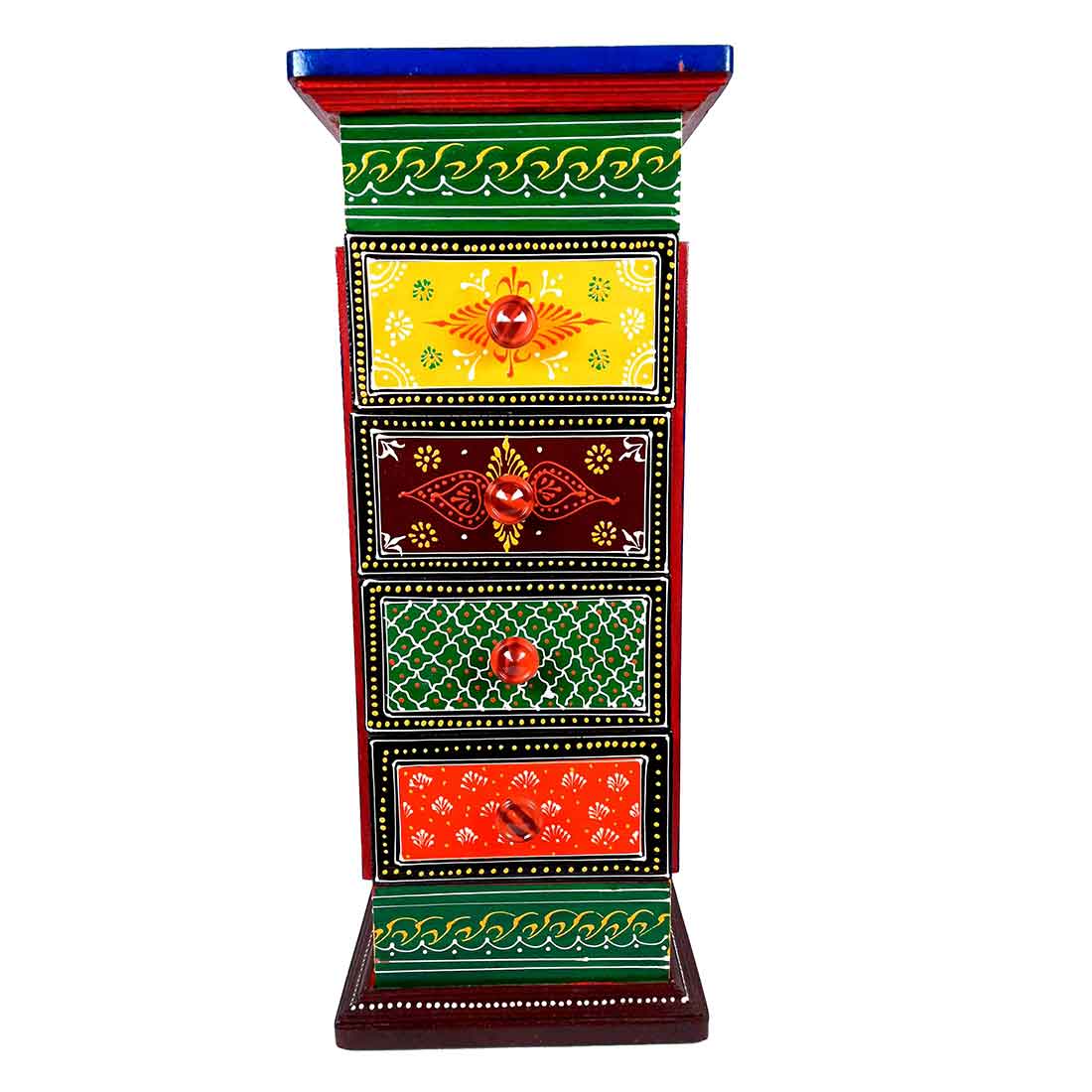 Corner Pillar 4 Drawer Rack - For Living Room & Interiors Decor - 24 Inch - ApkaMart