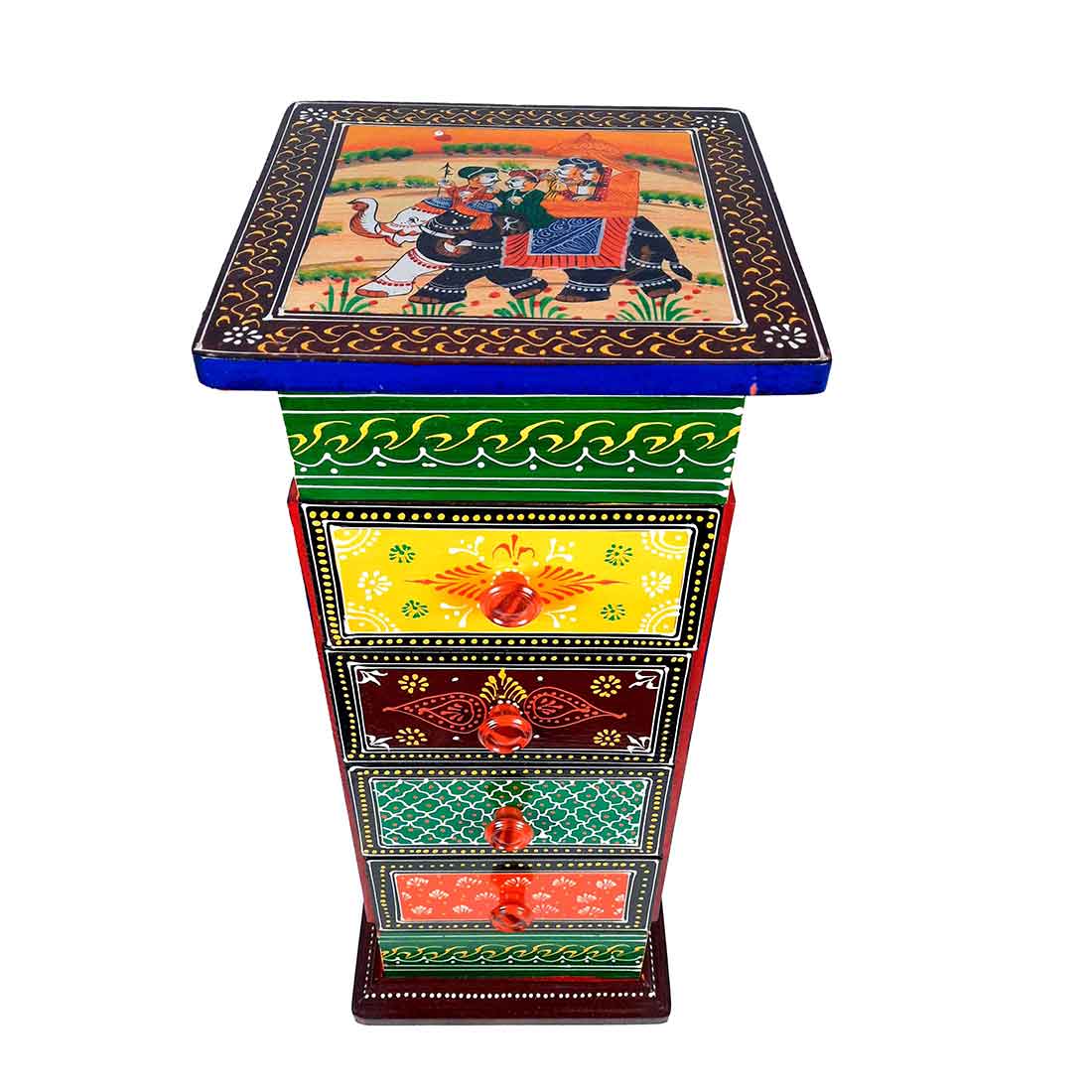 Corner Pillar 4 Drawer Rack - For Living Room & Interiors Decor - 24 Inch - ApkaMart