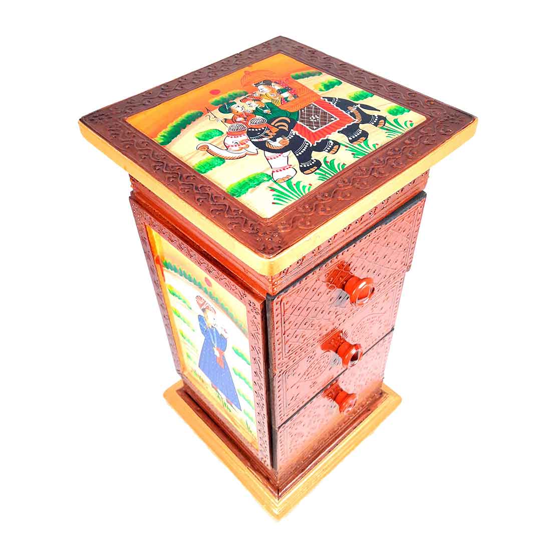 Corner Pillar 3 Drawer Rack  - For Living Room & Interiors Decor -18 Inch - ApkaMart