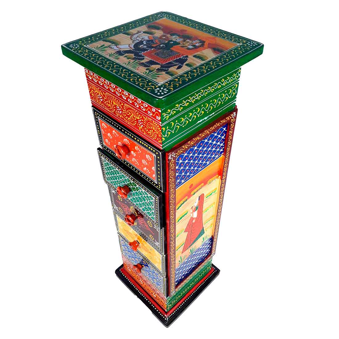 Corner Pillar 5 Drawer Rack  - For Living Room for  Interior Decor - 30 Inch - ApkaMart