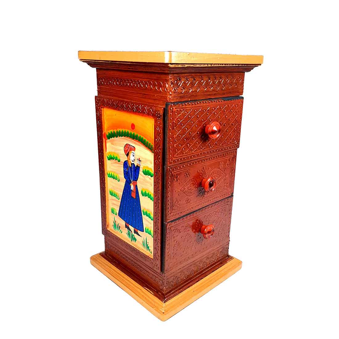 Corner Pillar 3 Drawer Rack - For Living Room & Interiors Decor -18 Inch - ApkaMart
