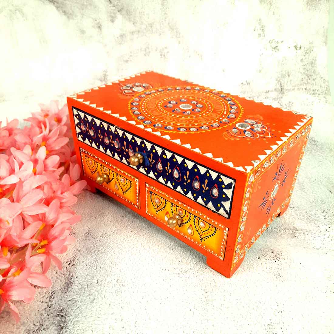 Jewelry Box Wood | Jewellery Organizer | Drawer Box - 9 Inch - ApkaMart