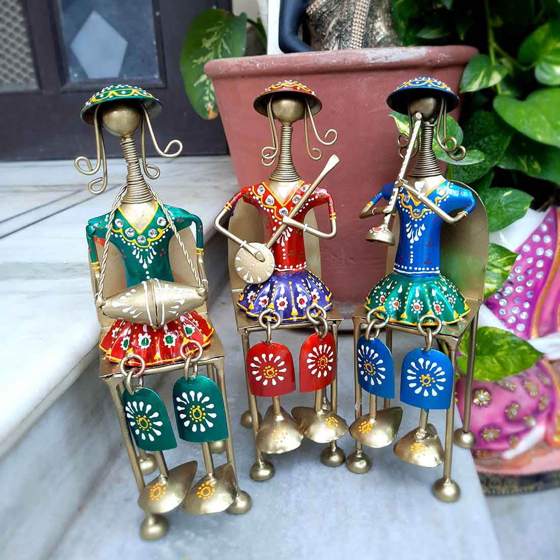 Musician Showpiece - Metal Figurines - For Table Decor & Living Room - 12 Inch -Set of 3 - ApkaMart