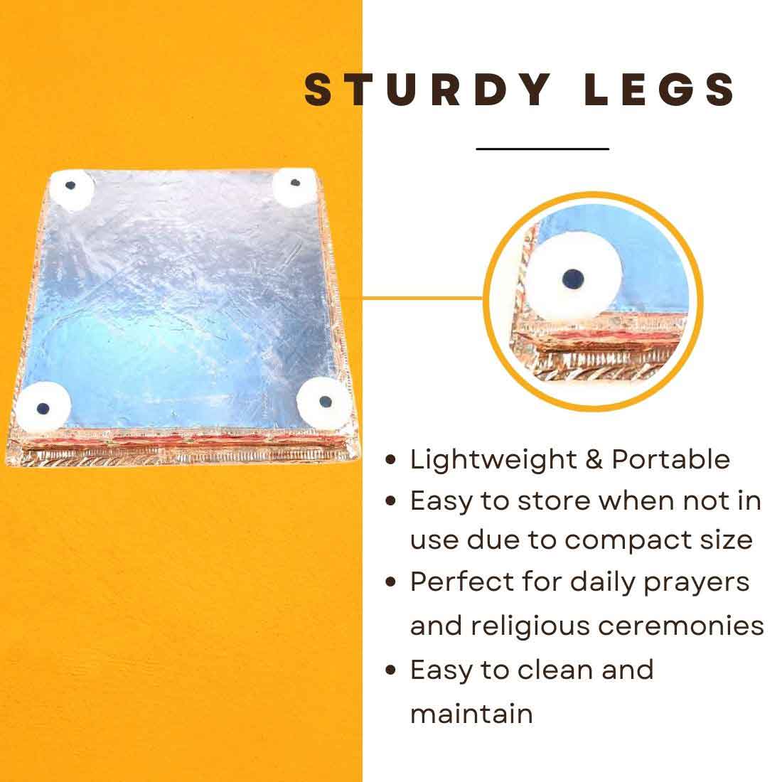 Pooja Chowki Bajot | Wooden Chowki Set - For Pooja, Festivals, Temple & Home Décor - 6, 8 Inch