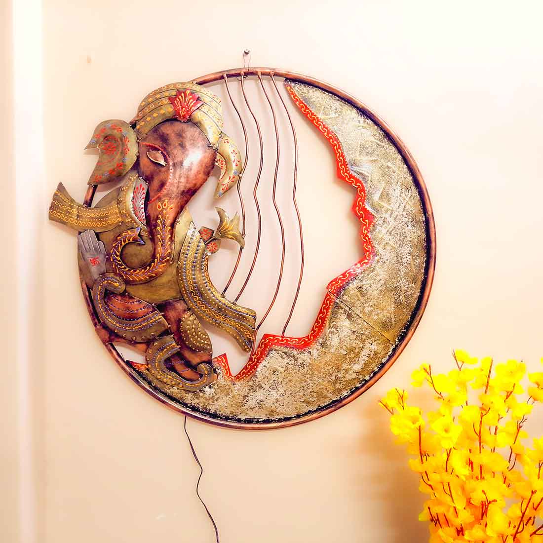 Wall Hangings for Living Room - LED Ganpati Wall Art Decor - 32 Inch - ApkaMart