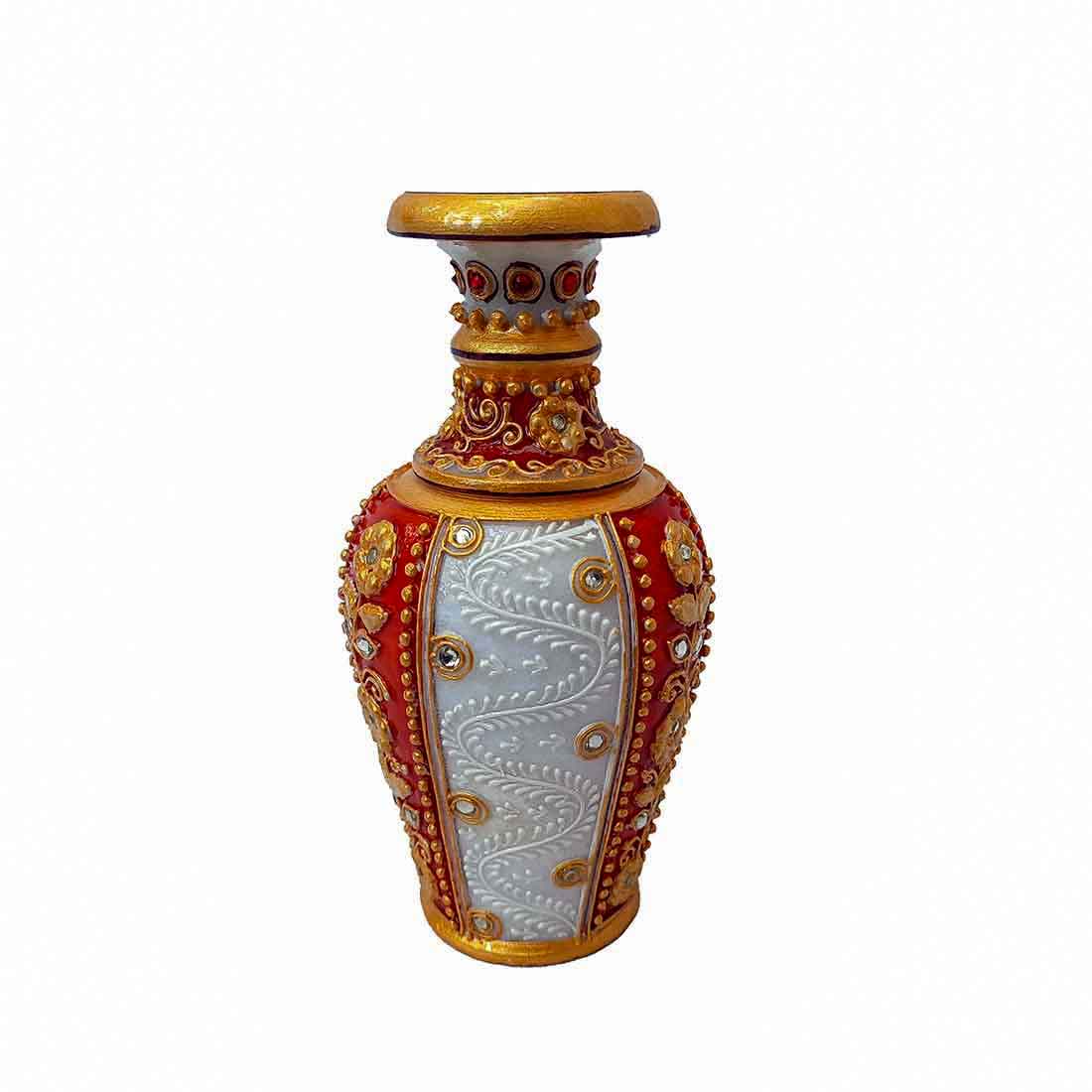 Marble Flower Vase | Decorative Flower Pot - For Living Room & Home Decor - 6 Inch - ApkaMart