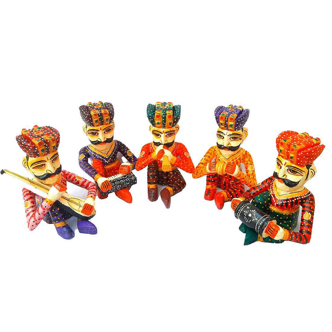 Rajasthani Musician Showpiece - For Table & Home Decor - 9 Inch -Set of 5 - ApkaMart