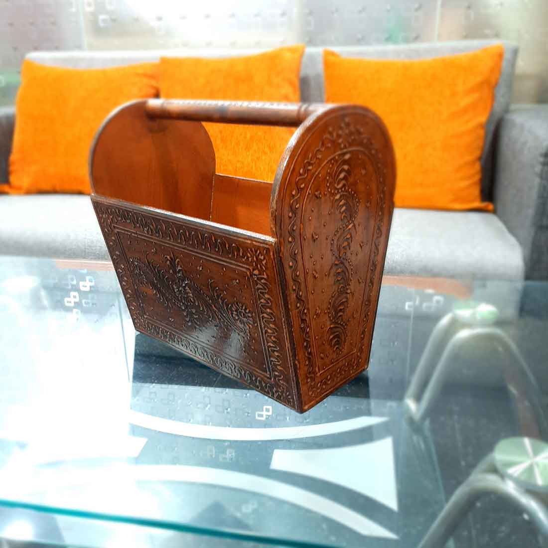 Magazine Holder | Wooden Magazine Stand - For Living Room - 12 Inch - ApkaMart
