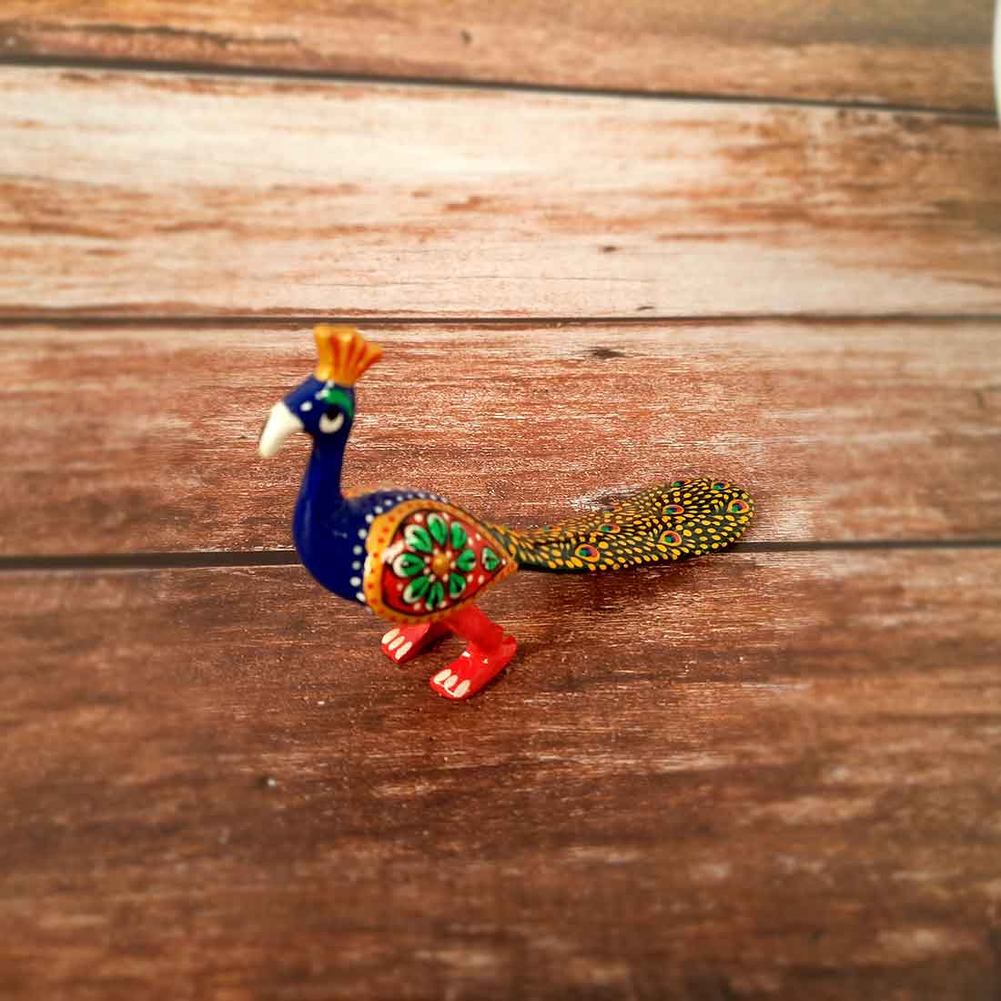 Peacock Showpiece For Table & Shelf Decor - 3 Inch - Set of 2 - ApkaMart