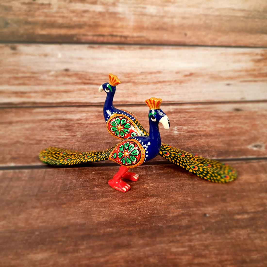 Peacock Showpiece For Table & Shelf Decor - 3 Inch - Set of 2 - ApkaMart