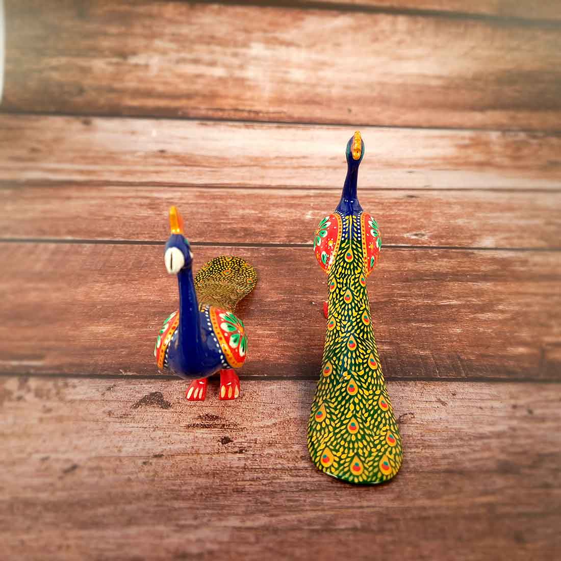 Peacock Showpiece For Table & Shelf Decor - 3 Inch - Set of 2 - ApkaMart