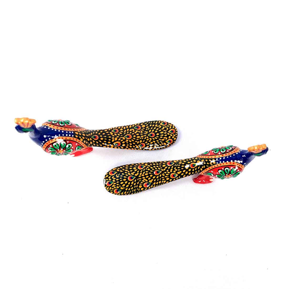 Peacock Showpiece For Table & Shelf Decor - 3 Inch - Set of 2 - ApkaMart