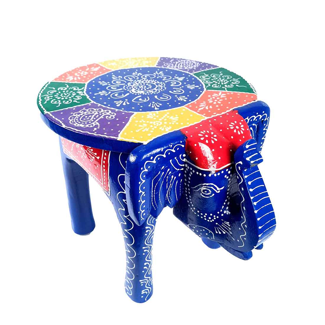 Elephant Design Wooden Stool - for Office Decor & Gifts - 12 inch - ApkaMart