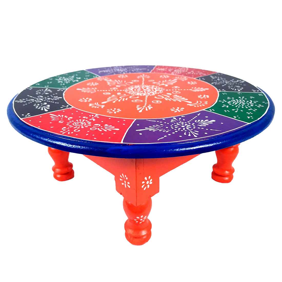 Decorative Chowki Bajot - Round Shape - For Sitting & Home Decor -16 Inch - ApkaMart