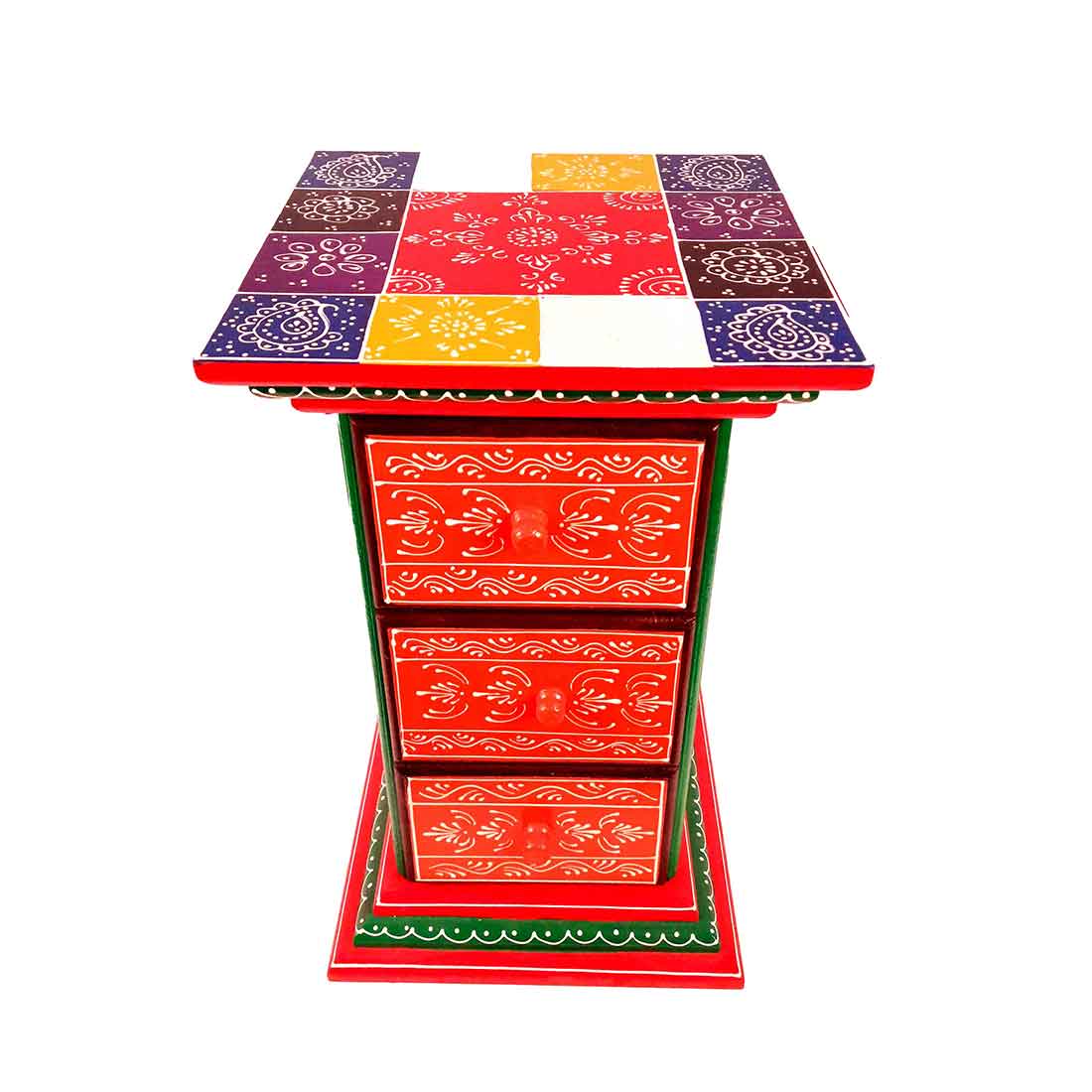 Corner Pillar 3 Drawer Rack  - For Living Room for Interiors Decor - 18 Inch - ApkaMart