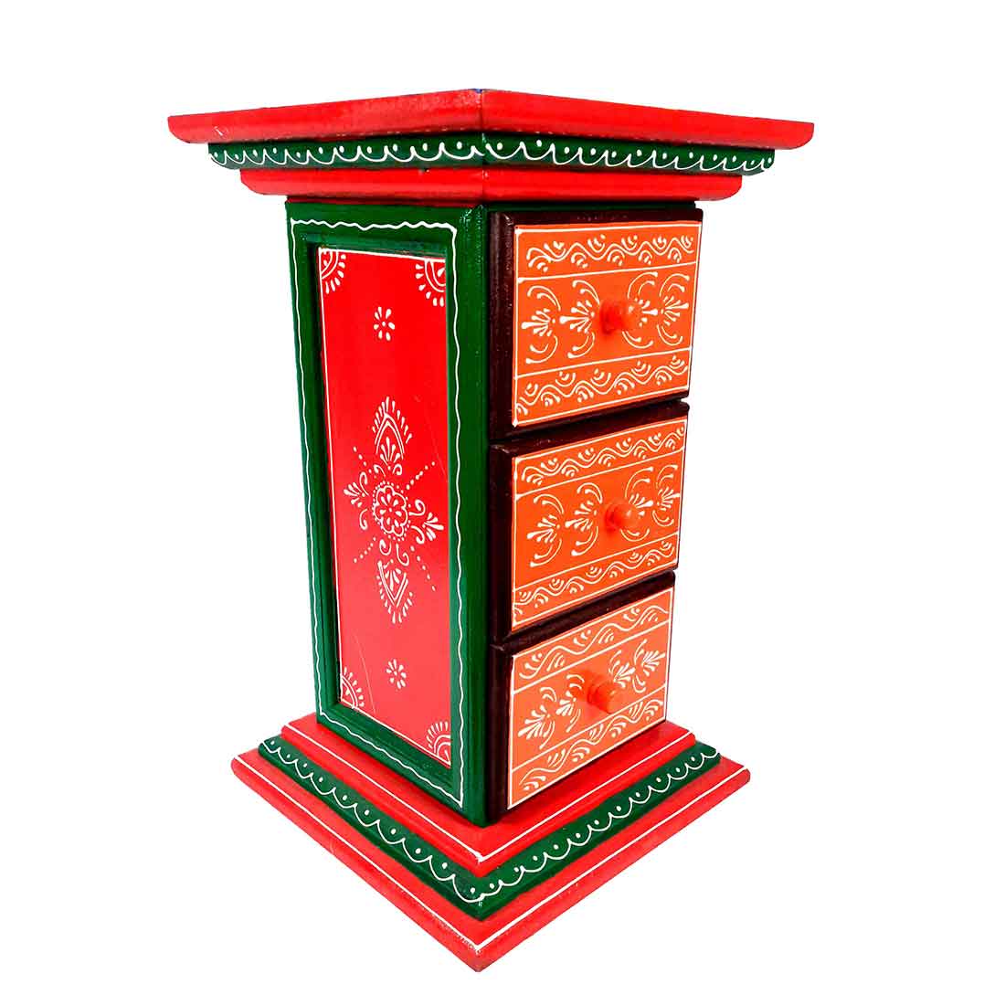 Corner Pillar 3 Drawer Rack  - For Living Room for Interiors Decor - 18 Inch - ApkaMart