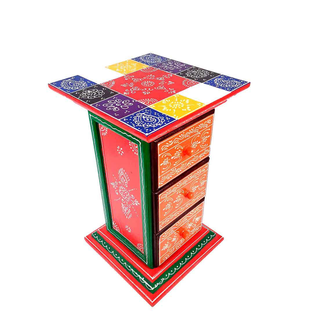 Corner Pillar 3 Drawer Rack  - For Living Room for Interiors Decor - 18 Inch - ApkaMart