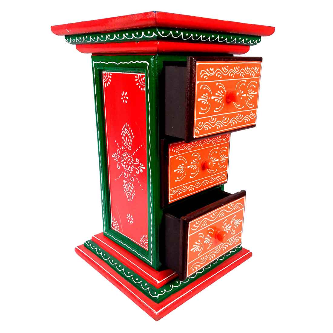 Corner Pillar 3 Drawer Rack  - For Living Room for Interiors Decor - 18 Inch - ApkaMart