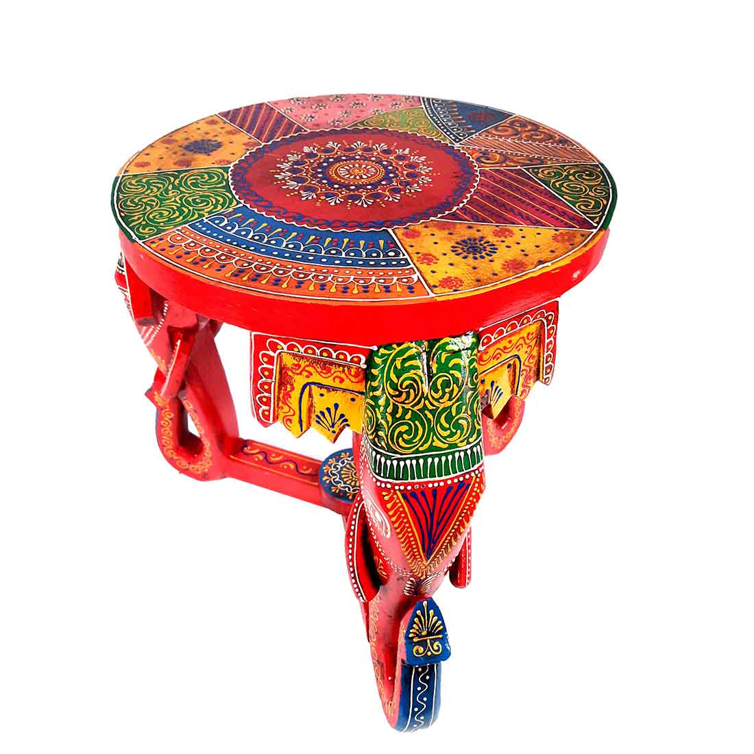 Wooden Side Table With Elephant Face Shape Legs - 15 Inches - ApkaMart