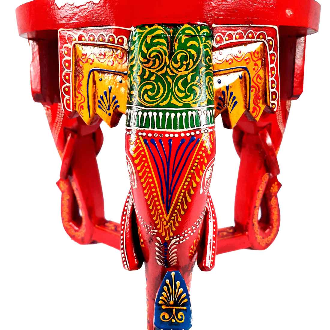 Wooden Side Table With Elephant Face Shape Legs - 15 Inches - ApkaMart