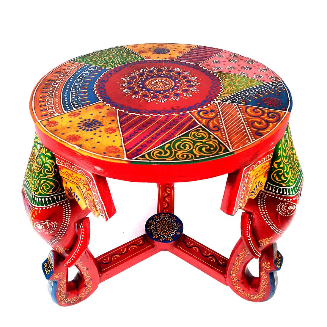 Wooden Side Table With Elephant Face Shape Legs - 15 Inches - ApkaMart