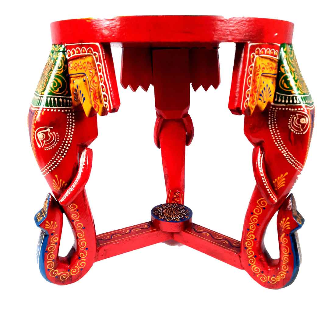 Wooden Side Table With Elephant Face Shape Legs - 15 Inches - ApkaMart