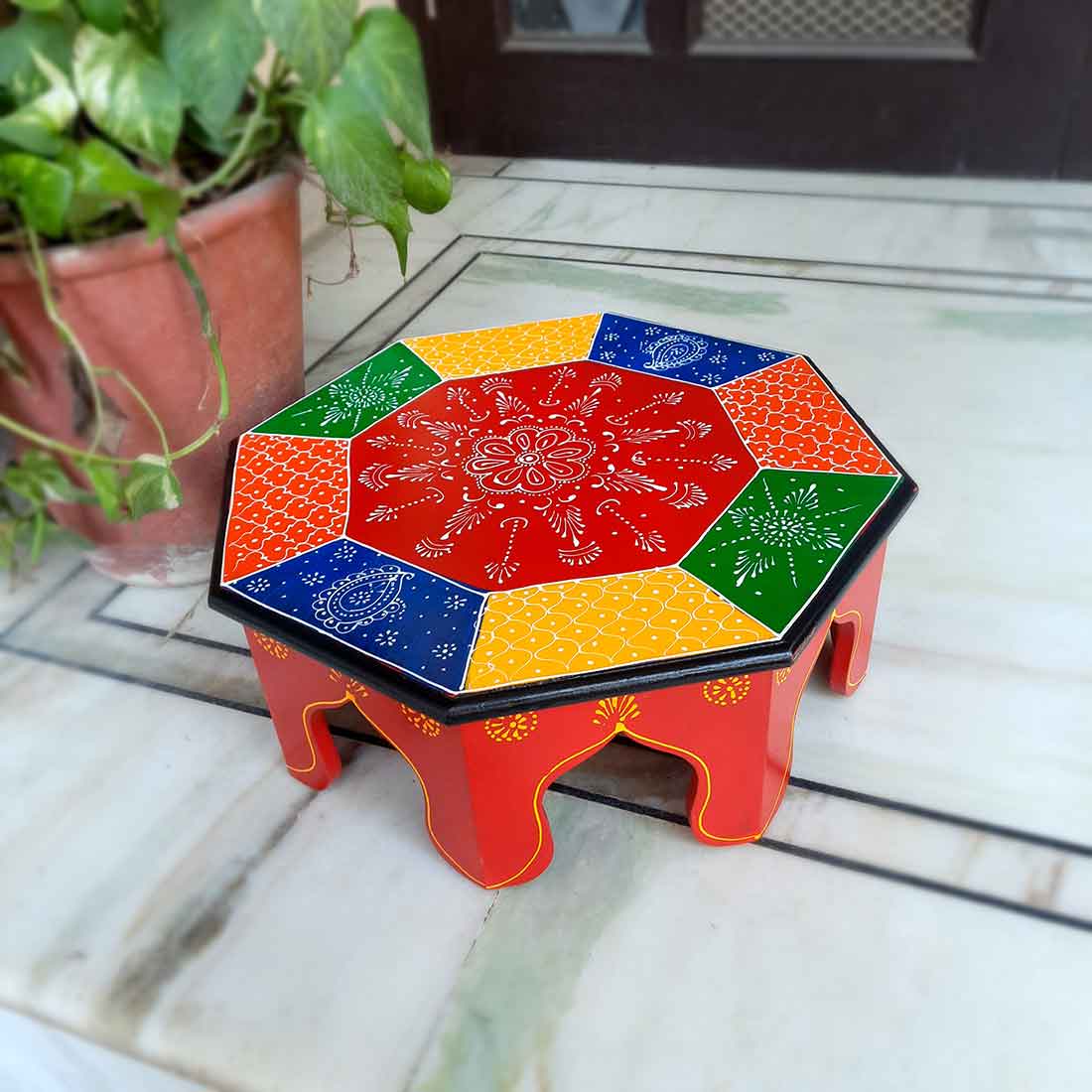 Decorative Chowki Bajot - For Living Room Decor & Sitting - 17 Inch - ApkaMart