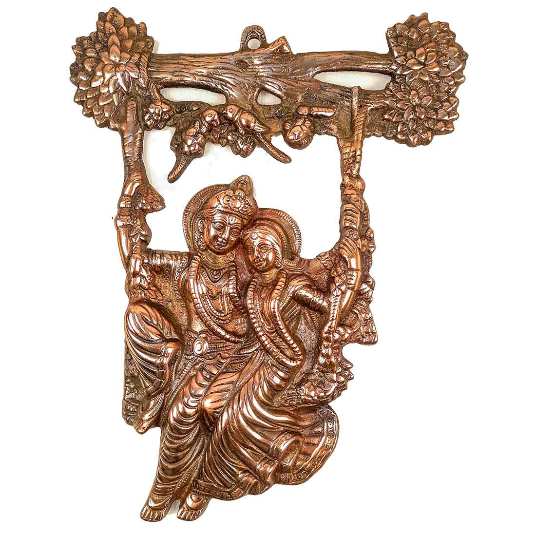 Radha Krishna Wall Art | Radha Krishna Wall Hanging - Sitting on Swing Design - 14 Inch - ApkaMart