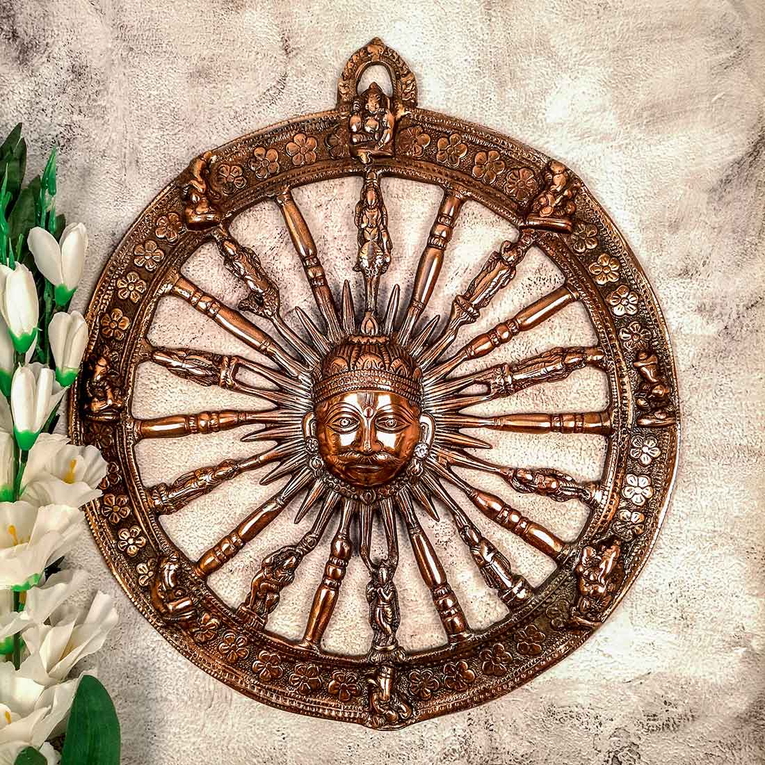 Sun Wall Hanging | Dashavatara Wall Showpiece - 15 Inch - ApkaMart