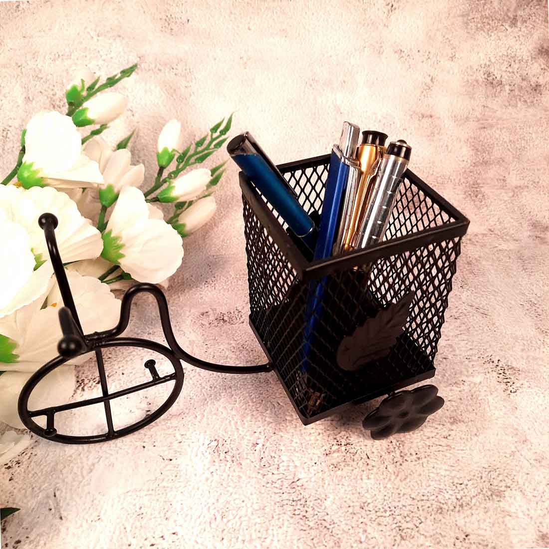 Showpiece Pen Holder | Desk Organizer - Rickshaw Design - for Desk -  8 Inch - ApkaMart