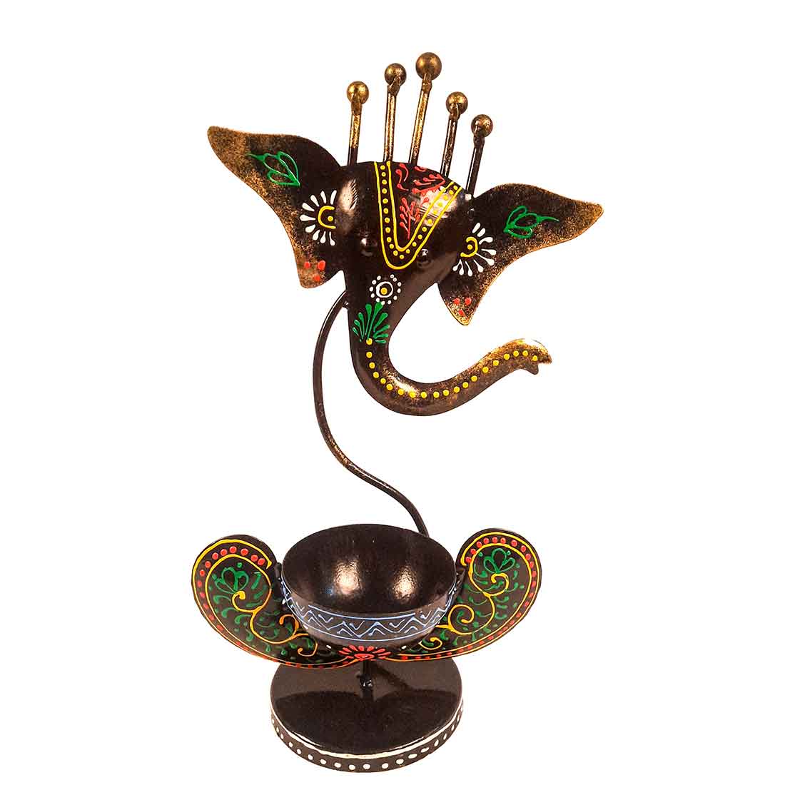 T Light Holder | Tea Light Candle Stand - Ganesha Design - 11 Inch - ApkaMart