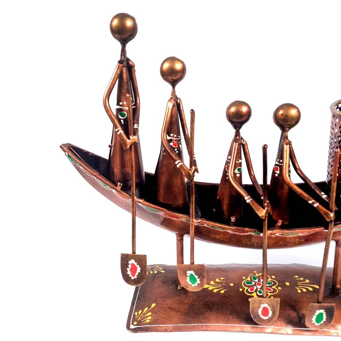 Showpiece Pen Holder | Desk Organizer - Boat Design - For Table Decor -15 Inch - ApkaMart #color_Copper