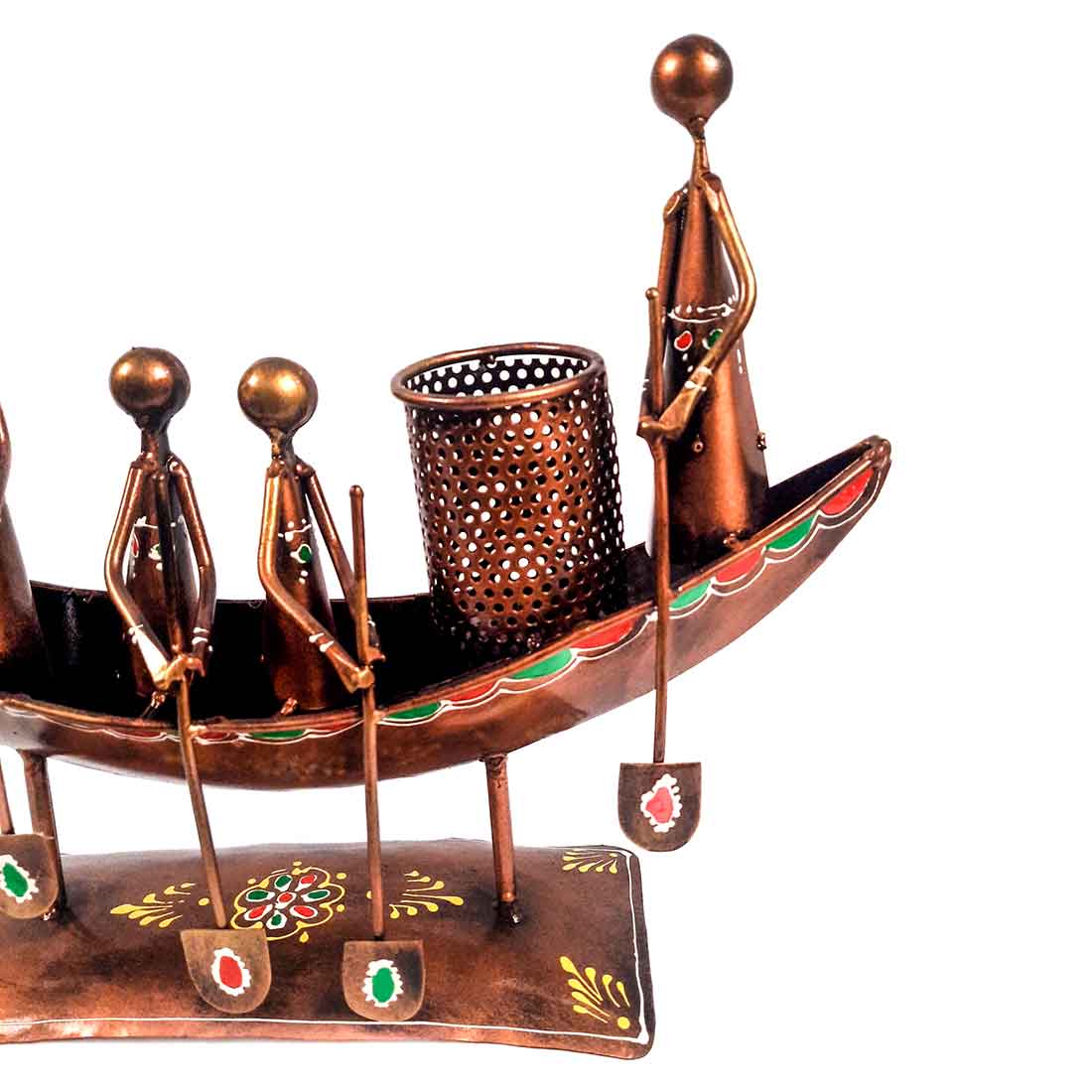 Showpiece Pen Holder | Desk Organizer - Boat Design - For Table Decor -15 Inch - ApkaMart #color_Copper