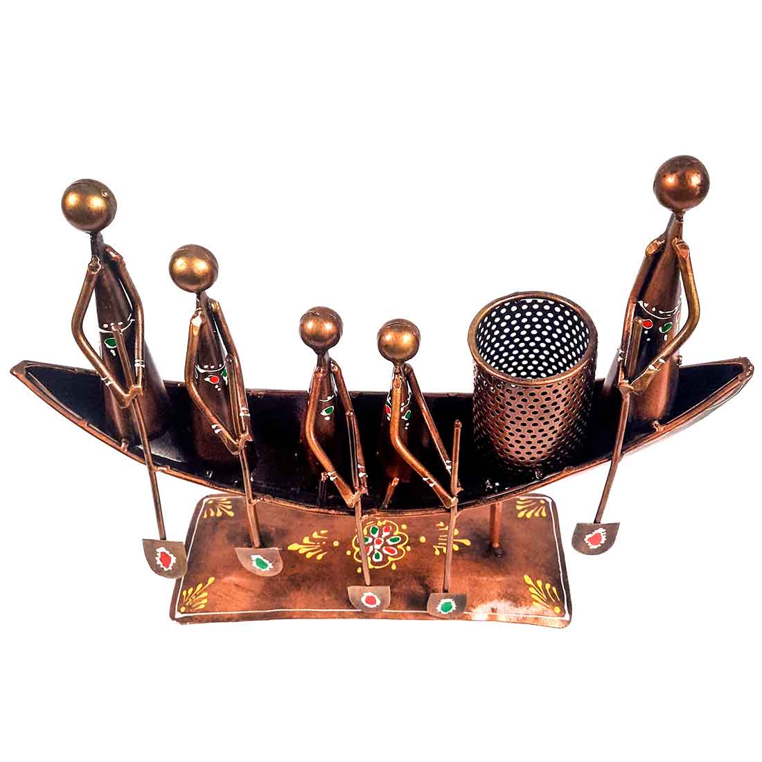 Showpiece Pen Holder | Desk Organizer - Boat Design - For Table Decor -15 Inch - ApkaMart #color_Copper